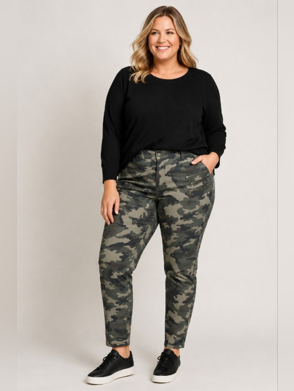Olive & Black Camouflage Moto Skinny Pants 20W NWT Ashley Stewart